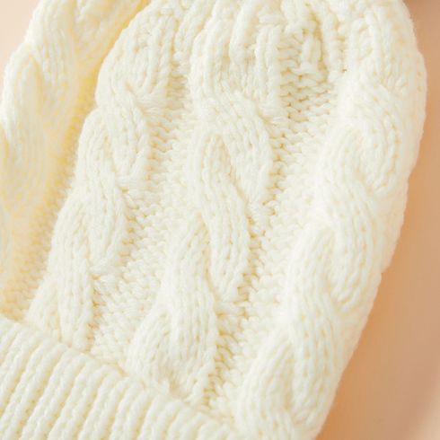 Autumn/Winter Multicolor Hairball Knit Beanie Hats White big image 3