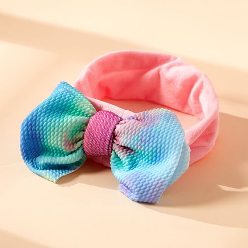 Baby Pretty Heart Print Bowknot Headband Pink big image 1