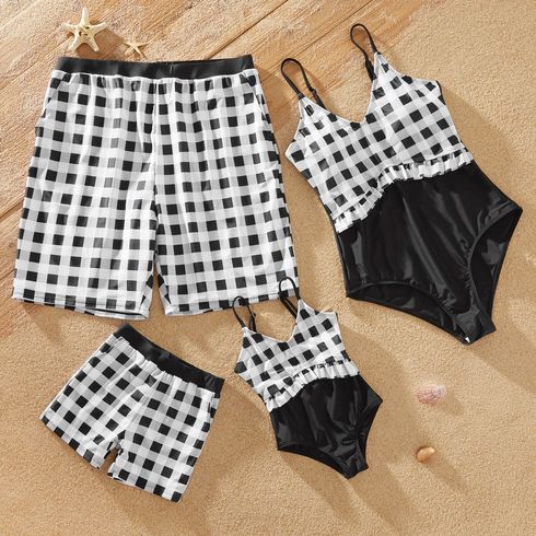 Plaid Print Color Block Family Matching Swimsuits