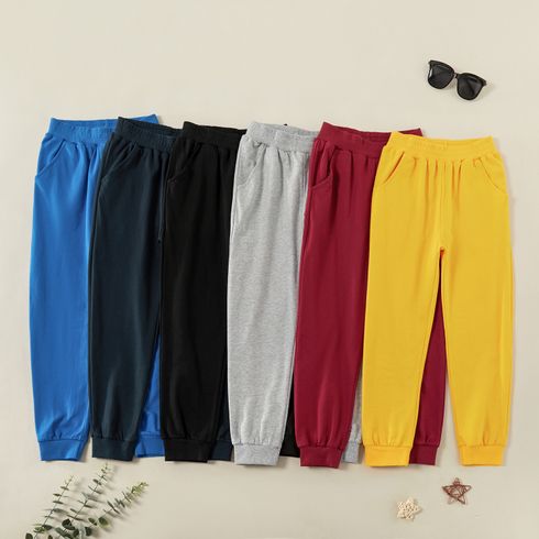Kid Boy 100% Cotton Solid Color Casual Pants Sporty Sweatpants