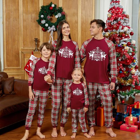 Mosaic Family Matching Reindeer Plaid Pajamas Set（Flame resistant）