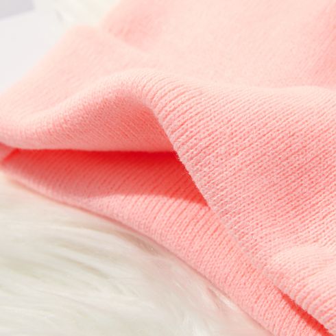 Baby / Toddler Solid Pompon Knitted Beanie Hat Pink big image 4