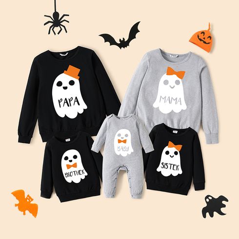 100% Cotton Halloween Ghost Print Family Matching Long-sleeve Sweatshirts