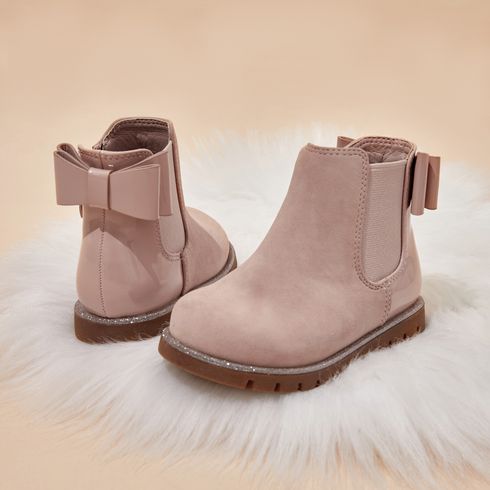 Toddler / Kid Bowknot Decor Side Zipper Pink Boots