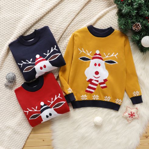Kid Boy/Kid Girl Christmas Deer Snowflake Pattern Knit Sweater
