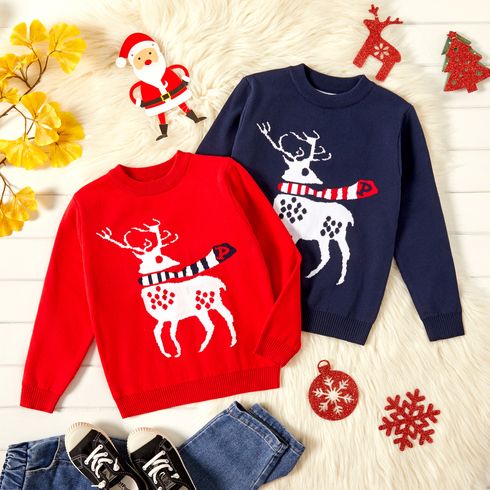 Kid Girl/Kid Boy Christmas Deer Pattern Skin-friendly Knit Sweater