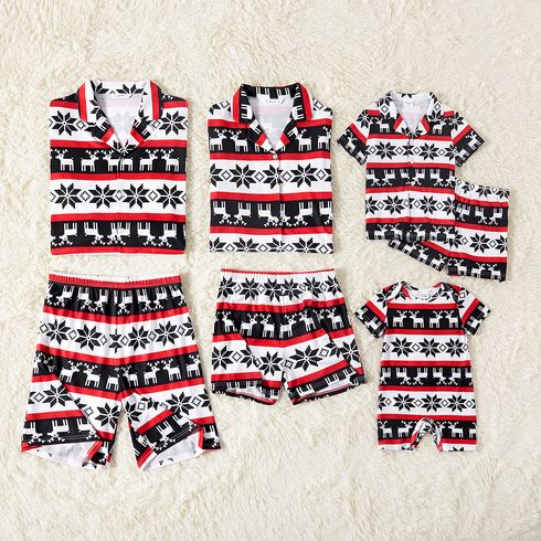 Christmas All Over Print Family Matching Short-sleeve Button Down Pajamas Sets (Flame Resistant)