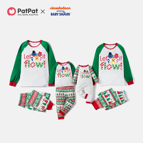 Baby Shark Christmas Family Matching Shark Flow Top and Allover Pants Pajamas Set