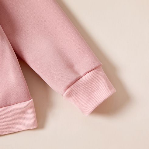 Kid Boy/Kid Girl Fleece Lined Solid Pocket Design Hoodie Sweatshirt Pink big image 5