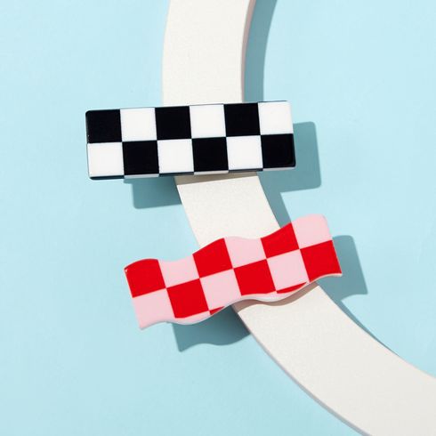 Color Block Plaid Hair Clip for Girls