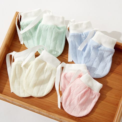Baby Solid Breathable Cotton Anti-scratch Gloves
