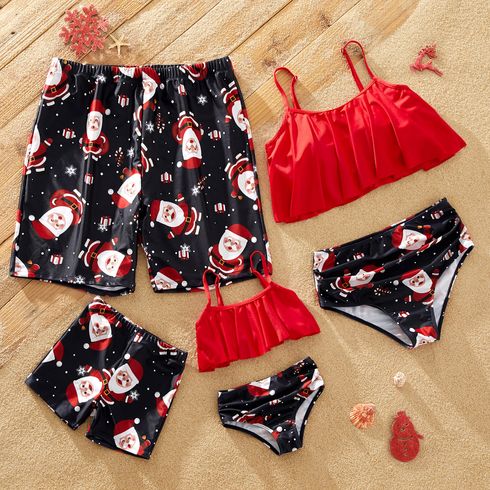 Christmas All Over Santa Claus Print Family Matching Swimsuit Sets