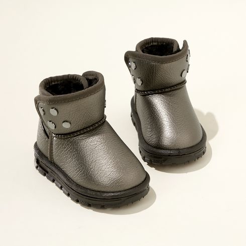 Toddler / Kid Button Decor Solid Color Snow Boots