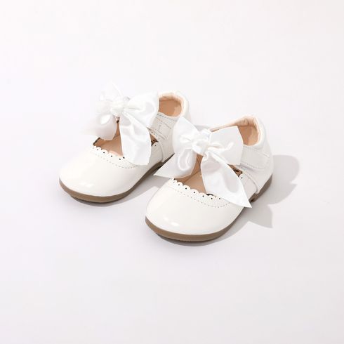 Toddler / Kid Wavy Edge Bow Ribbon Decor White Princess Shoes White big image 3