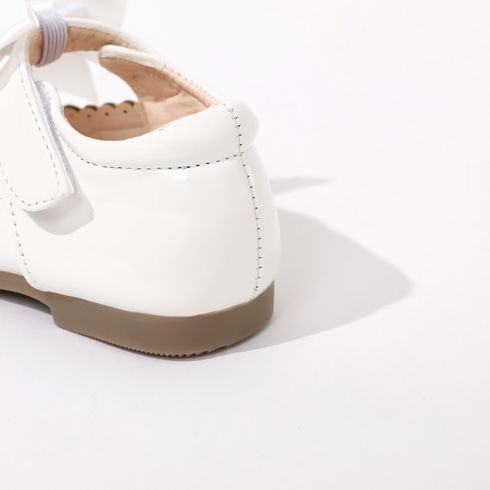 Toddler / Kid Wavy Edge Bow Ribbon Decor White Princess Shoes White big image 5