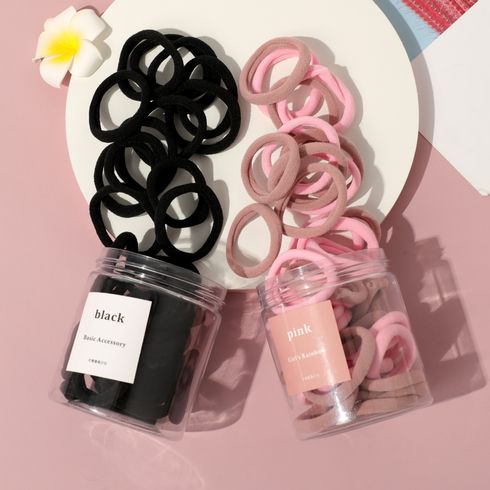 50-pack Canned High Flexibility Hair Ties for Girls