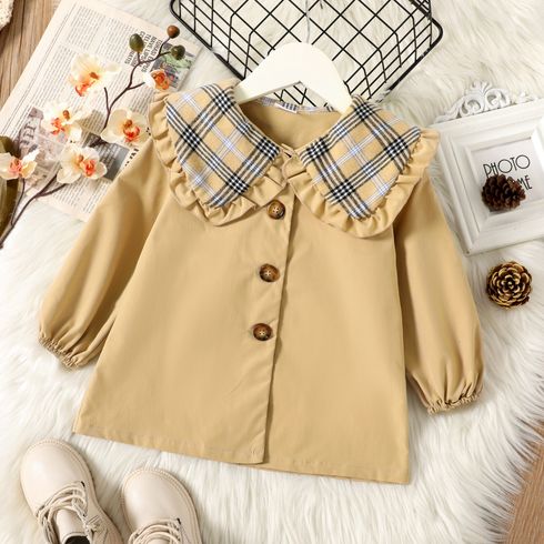Toddler Plaid Lapel Collar Button Design Jacket Coat