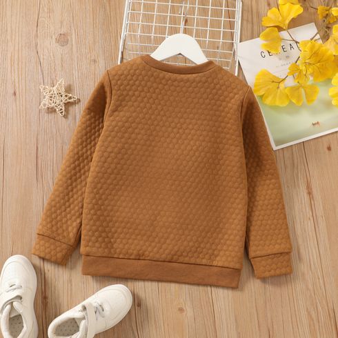 Kid Boy/Kid Girl Casual Textured Solid Color Pullover Sweatshirt Brown big image 5