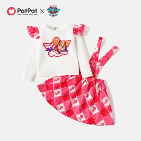 PAW Patrol 2-piece Toddler Girl Skye Flounce Tee and Plaid Skirt Set