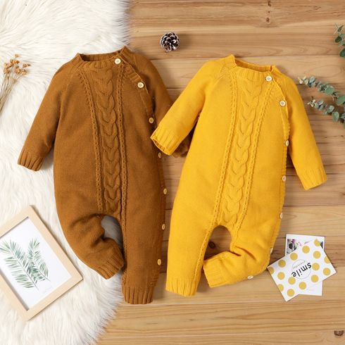 Baby Boy/Girl Solid Long-sleeve Knitted Sweater Jumpsuit