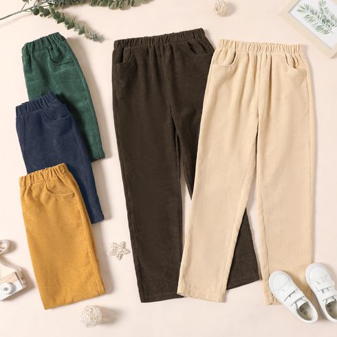 Kid Boy Elasticized Solid Color Straight Corduroy Pants