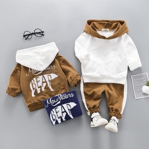 2-piece Toddler Casual Solid Hooded Pullover and Pants Set