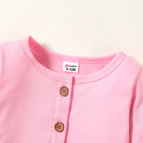 2pcs Baby Girl Pink Long-sleeve Cardigan with Cartoon Elephant and Butterfly Print Sleeveless Dress Set Pink big image 4