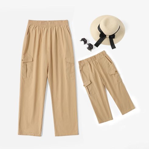 Solid Straight Leg Relaxed Fit Cargo Pants for Dad and Me