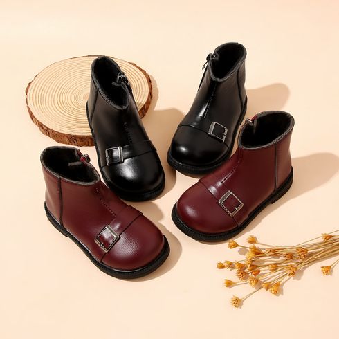 Toddler Buckle Decor Side Zipper Snow Boots