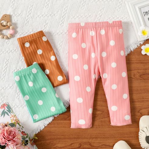 Baby Girl All Over Polka Dots Ribbed Leggings Pants