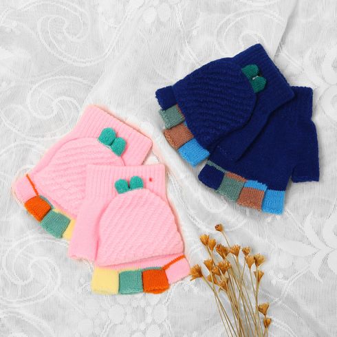 Toddler / Kid Winter Knitted Convertible Mittens Flip Fingerless Mitt
