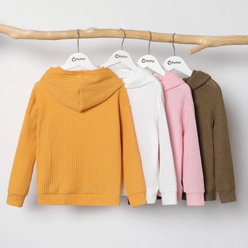 Kid Boy/Kid Girl Waffle Pattern Solid Color Hoodie Sweatshirt