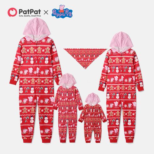 Peppa Pig Family Matching Christmas Allover Zip-up Hooded Pajamas Onesies