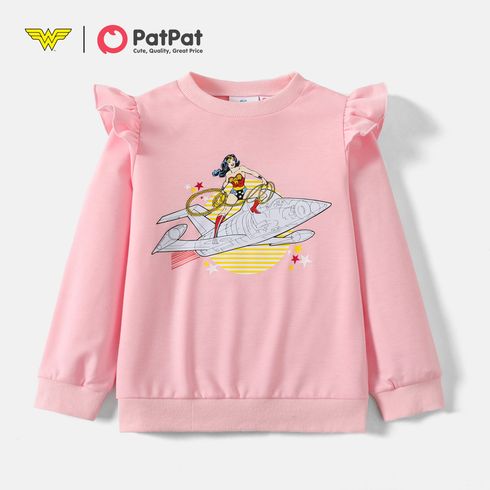 Wonder Woman Kid Girl Pink Ruffle Stars  Sweatshirt