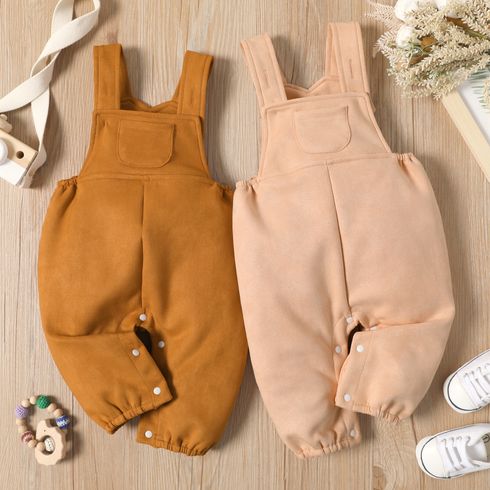Baby Boy/Girl Solid Suede Sleeveless Jumpsuit Overalls