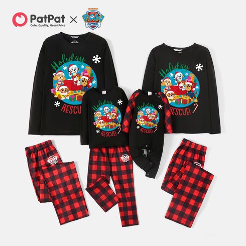 PAW Patrol Family Matching Chrismtas Pups Holiday Top and Plaid Pants Pajamas