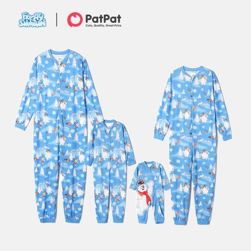 Frosty The Snowman Family Matching Allover Zip-up Onesies Pajamas
