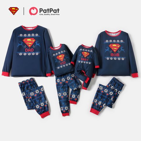 Superman Family Matching Christmas Reindeer and Snowflake Top And Pants Pajamas Sets