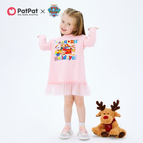 PAW Patrol Toddler Girl Awesome Holiday Pups Team Mesh Dress