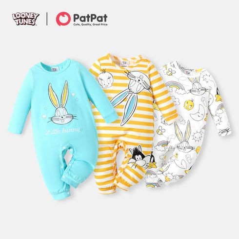 Looney Tunes Baby Girl Stripe Allover Bunny Jumpsuit