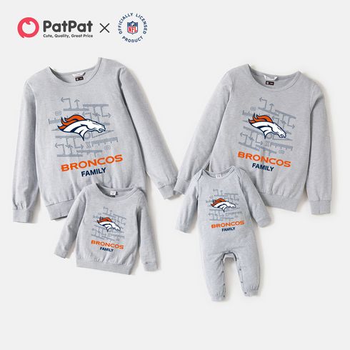 NFL Family Matching Grey BRONCOS FAMILY Letter Logo Long-sleeve Top Sweatshirt
