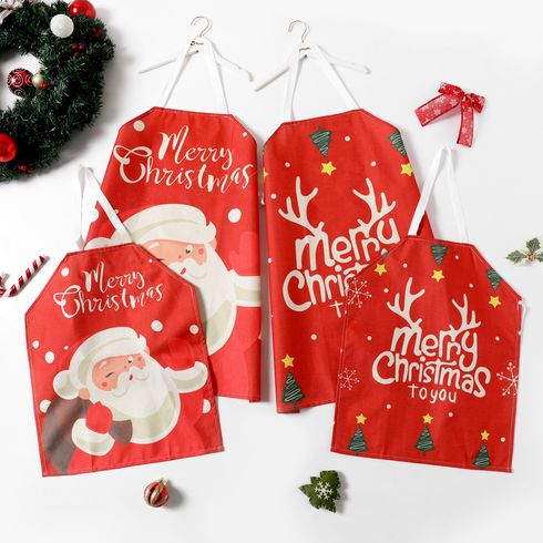 Christmas Santa Claus Letter Graphic Red Apron for Mom and Me