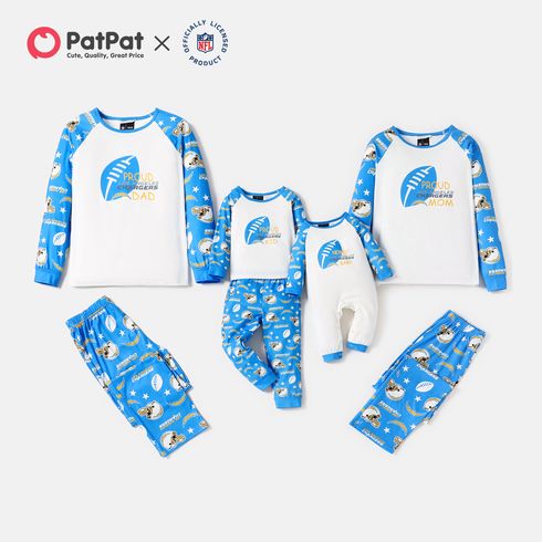 NFL Family Matching LOS Angeles Chargers Team Colorblock Top and Allover Pants Pajamas Sets