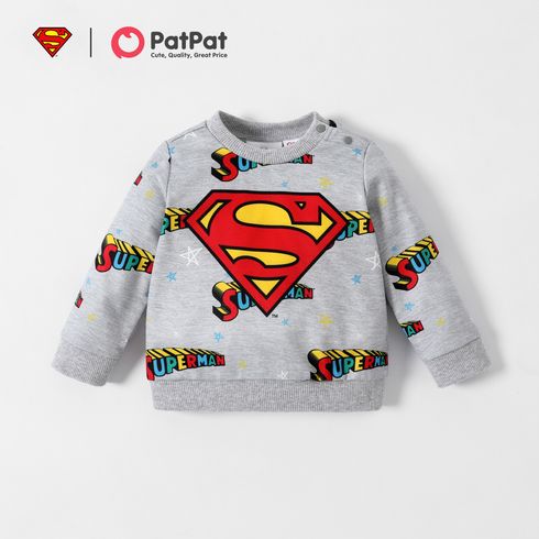 Superman Baby Boy Big Logo and Stars Pullover Sweatshirt