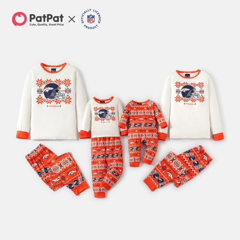 NFL Family Matching BRONCOS Graphic Top and Allover Pants Pajamas Sets