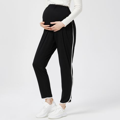Maternity Striped Side Contrast Trim Casual Pants