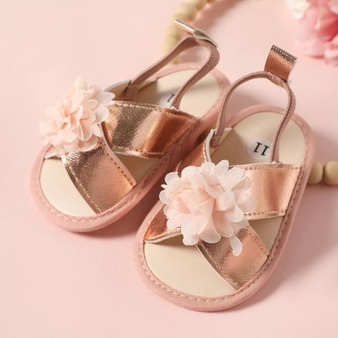 Baby / Toddler Floral Decor Open Toe Slingback Sandals Prewalker Shoes Pink big image 5