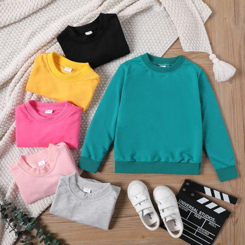 Kid Boy/Kid Girl Casual Solid Color Pullover Sweatshirt
