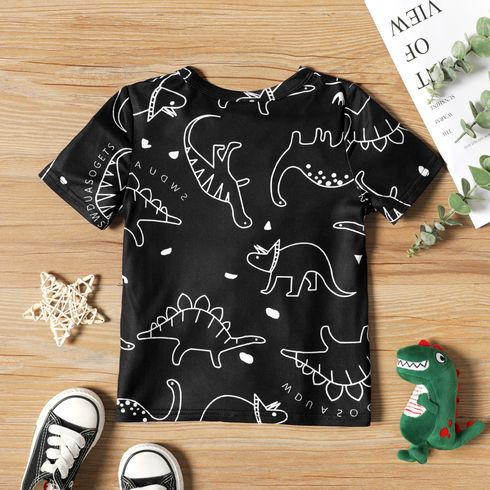 Toddler Boy Animal Dinosaur Print Short-sleeve Tee Black big image 2