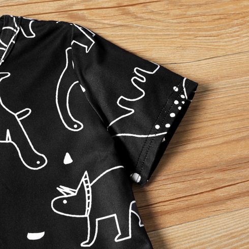 Toddler Boy Animal Dinosaur Print Short-sleeve Tee Black big image 5